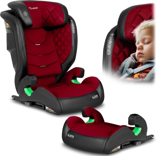 Nukido Louis turvatool 100–150 cm, ISOFIX, must‑punane