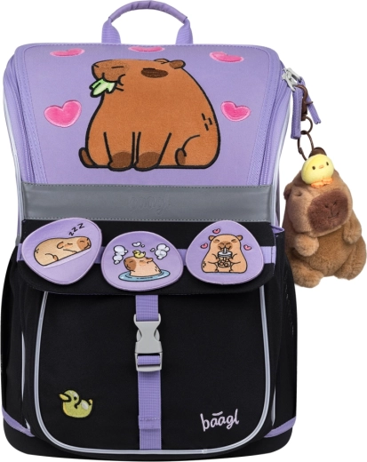 Baagl Zippy School Satchel with Capybara Motif