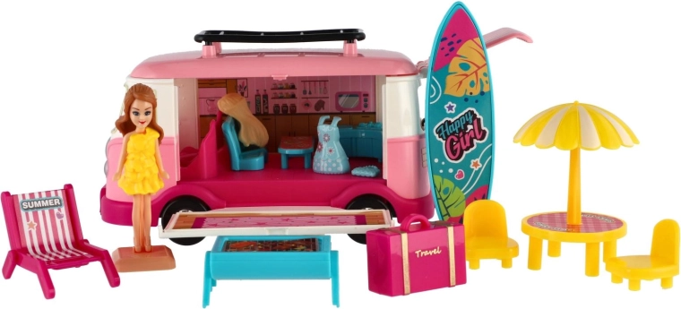 Surfboard, sun lounger, and beach gear
