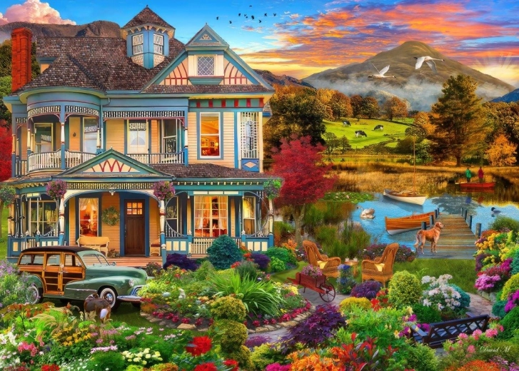 Puzzle Country Garden House 500 Pieces BLUEBIRD
