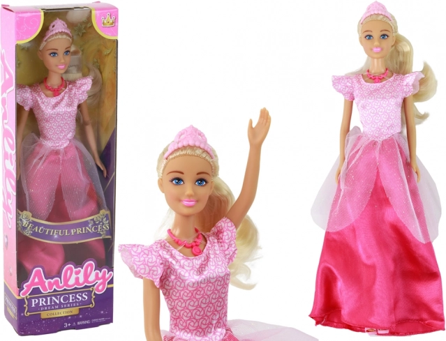 Anlily printsessinukk – blondiin tiaaraga roosas kleidis
