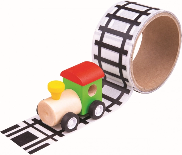 Bigjigs Toys kleepteip rööbaste ja puidust rongiga