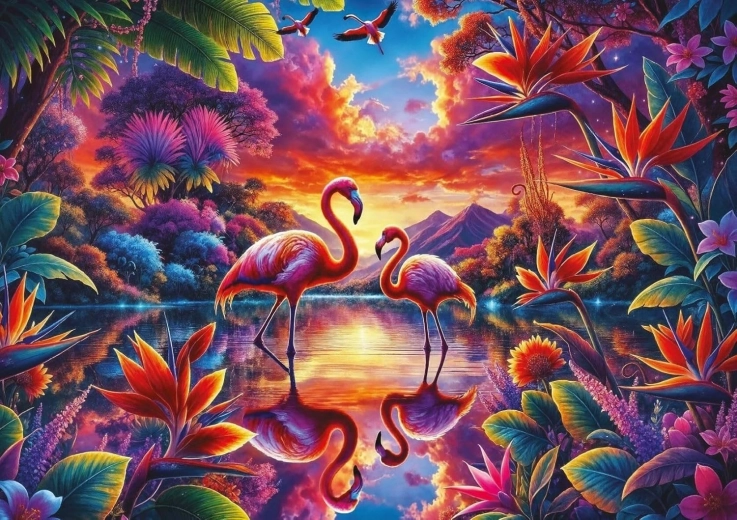 Flamingo Gathering Puzzle 2000 pieces
