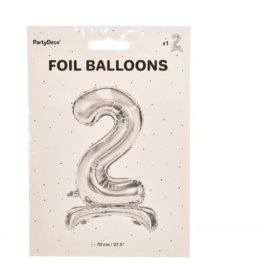 Seisev fooliumõhupall number 2, hõbedane, 70 cm