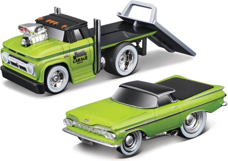 Maisto Muscle Transports 1966 Chevrolet C60 flatbed koos Chevrolet El Camino 1:64