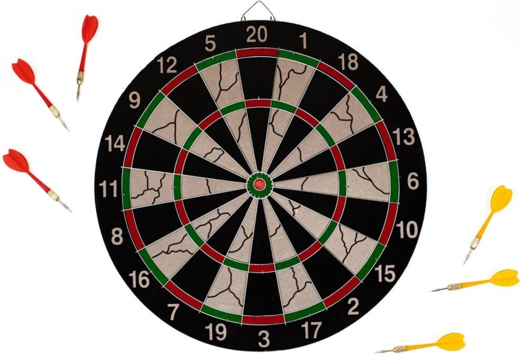 Acra hanging dartboard with metal frame 17" (active area 40 cm) + 6 darts
