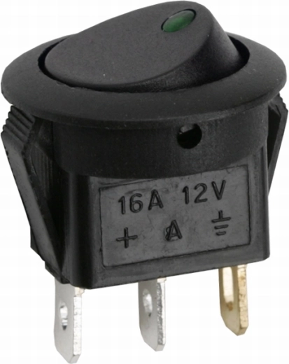 Round rocker switch with green LED