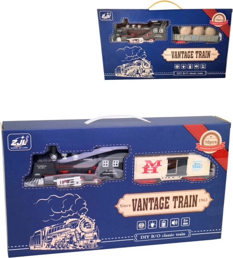 Historic battery-powered freight train set with tracks, light and sound - 1 set