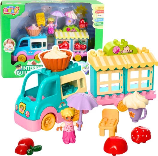 Buildable Mobile Ice Cream Truck Set with Figure and Desserts