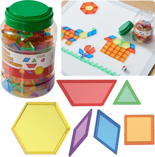 MASTERKIDZ Montessori mosaic tangram with transparent geometric shapes, 140 pcs