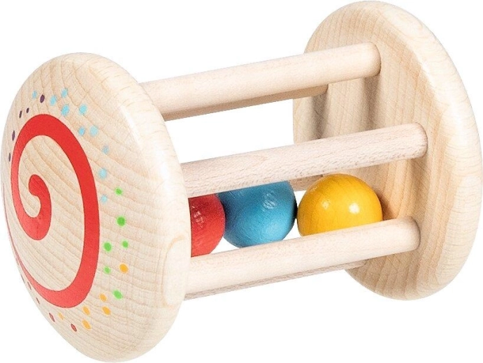 Wooden sensory rings with rattle, rainbow - 1 piece
