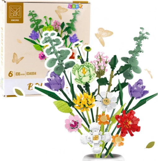 Construction building set – decorative flower bouquet, 836 pieces