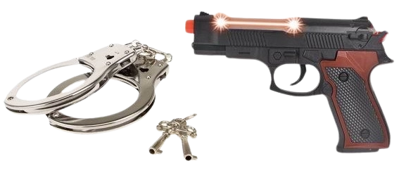 Police Pistol with Handcuffs