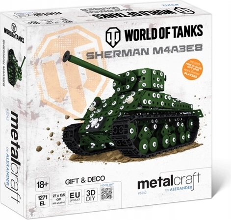 Sherman M4A3E8 tanki metallmudel Metalcraft World of Tanks