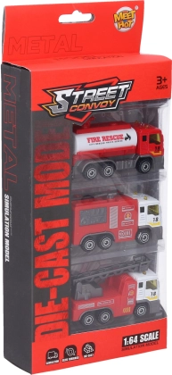 Fire Truck Set 3 pcs 8.5 cm