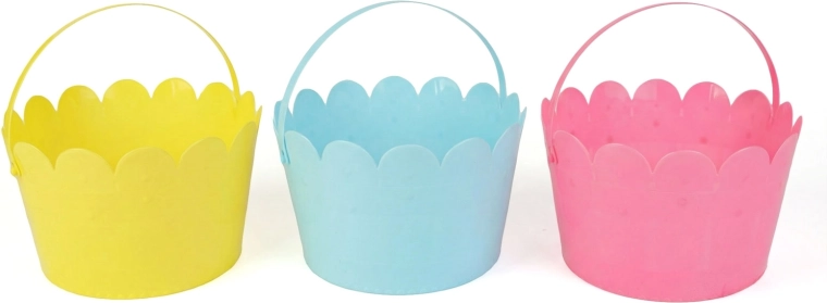 Easter basket with handle, 3 colors, Ø 20 × 13 cm - 1 piece