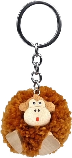 Wooden Keychain Pompon Monkey