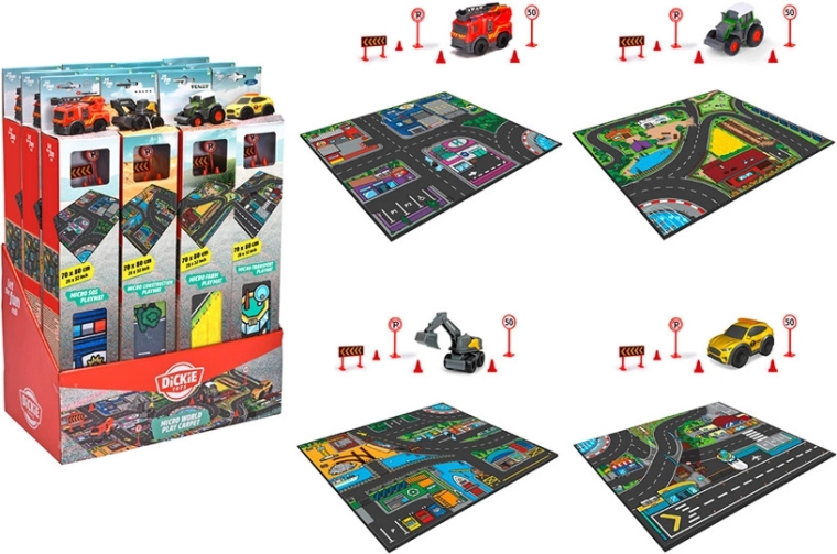 Mängulinn – vaip Dickie Toys autoga 70 × 80 cm
