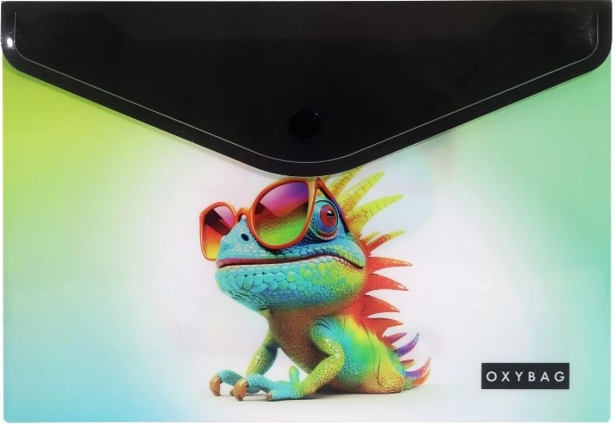 A5 Snap-Button Folder OXYBAG Crazy Animals – Chameleon