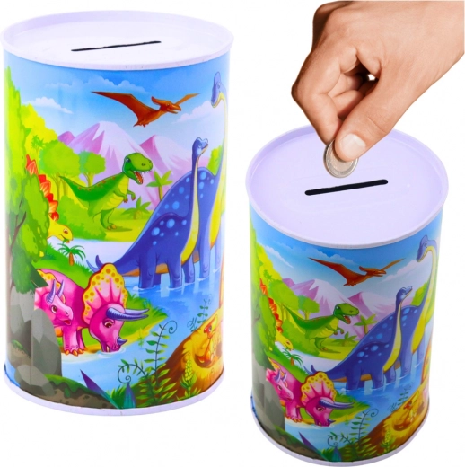 Metal money box with dinosaurs 13 × 8 cm