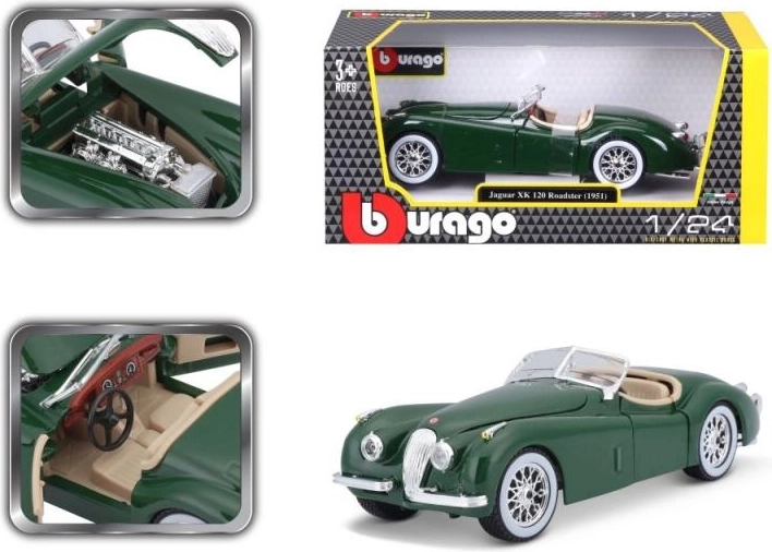 Metallmudel Bburago Jaguar XK 120 Roadster 1951 1:24 roheline