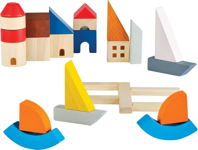 PlanToys puidust ehitusklotsid mereteemal (27 osa)