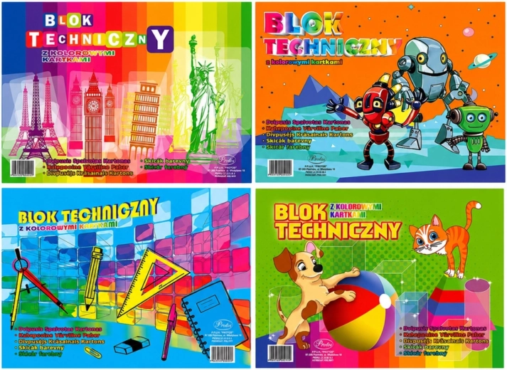 Colored technical paper pad A4, 8 sheets, 160 g PROTOS