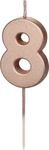Candle for cake rose gold number eight