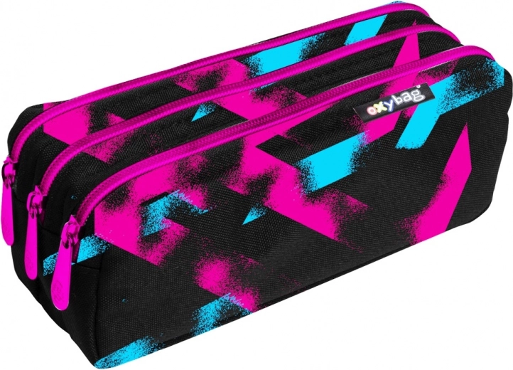 School pencil case with 3 zippers Line Girl