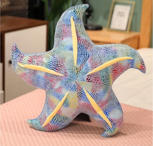 Blue plush starfish pillow 45 cm