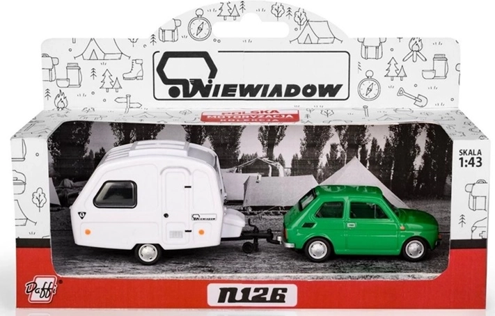 Fiat 126p koos haagissuvila Niewiadów N-126-ga, roheline