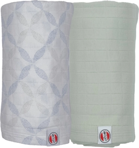 Lodger organic cotton swaddler Matcha peppermint/blue fogg 110 × 110 cm - 2 pieces