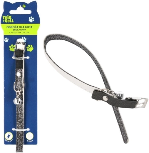 Glitter Cat Collar with Bell – Black