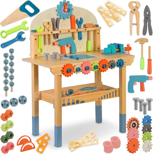 Wooden kids’ workbench with tools RICOKIDS