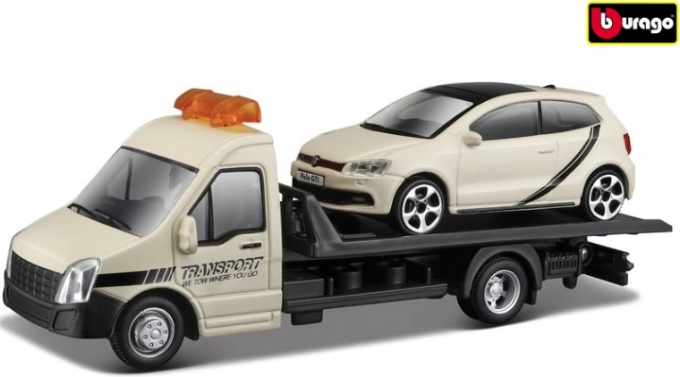 Bburago Street Fire Transport Vehicle with Platform and VW Polo GTI Mk5 1:43
