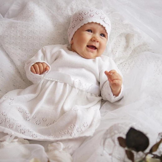 EKO Girls' Baptism Set with Dress and Bonnet, Size 62