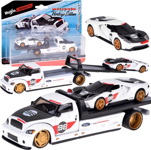 Maisto metal set tow truck with FORD GT Heritage 2021 1:64