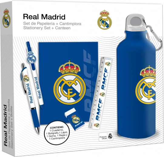 REAL MADRID kinkekomplekt – 650 ml pudel, märkmik ja pastapliiats