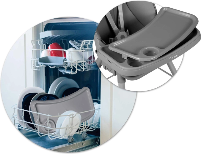 Easy care: tray is dishwasher safe, wipe-clean cover