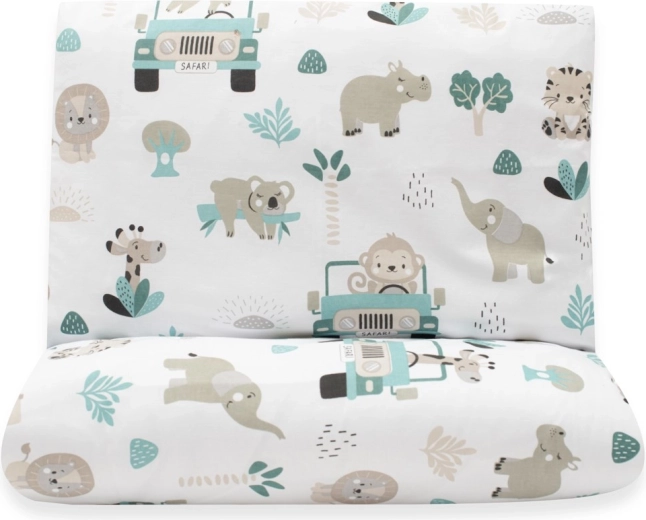 Laste puuvillane voodipesukomplekt New Baby Safari II 90×120 cm, mündiroheline