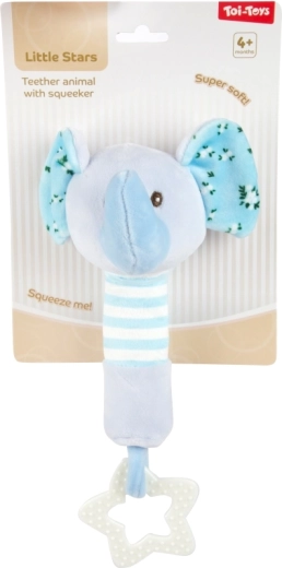 Super-soft elephant with a soothing teether