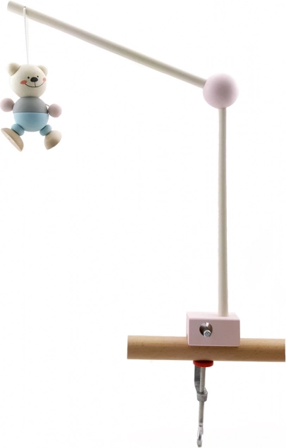Hess wooden mobile holder for crib – pink, with solid clamp