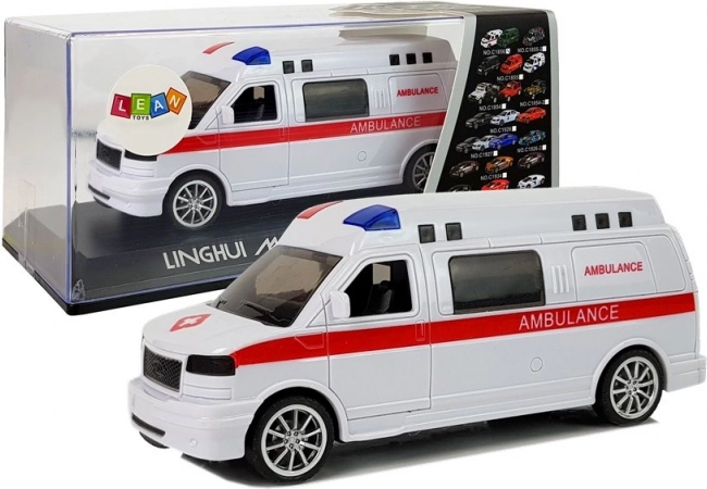 Pull-back ambulance toy car with lights and siren
