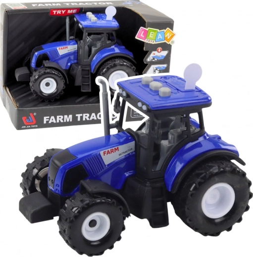 Farm tractor with lights and sounds, blue 1:36