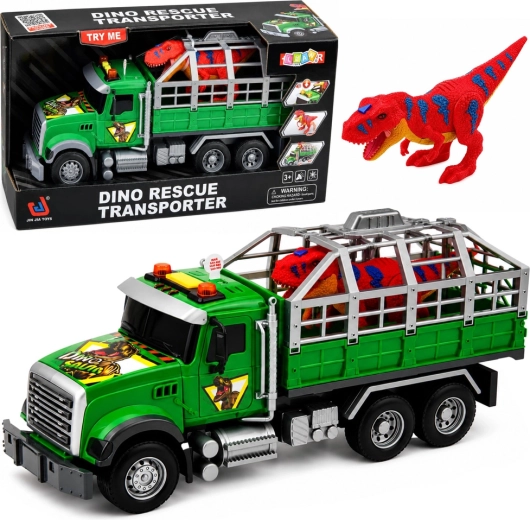 Children’s dino transporter – truck with cage, sounds and lights 36 cm - 1 piece
