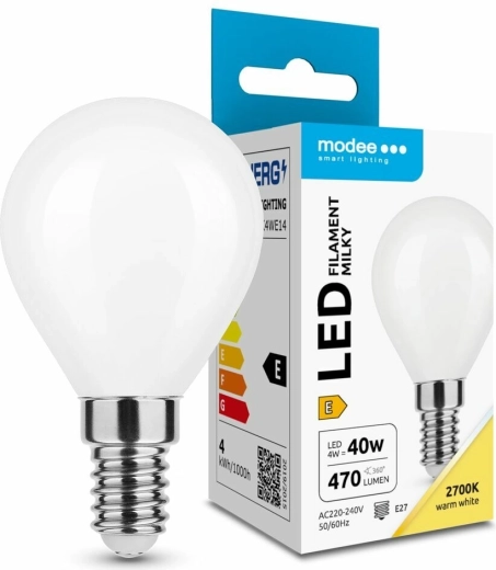 Modee LED-lamp Filament Milky Globe Mini G45 4 W E14 soe valge