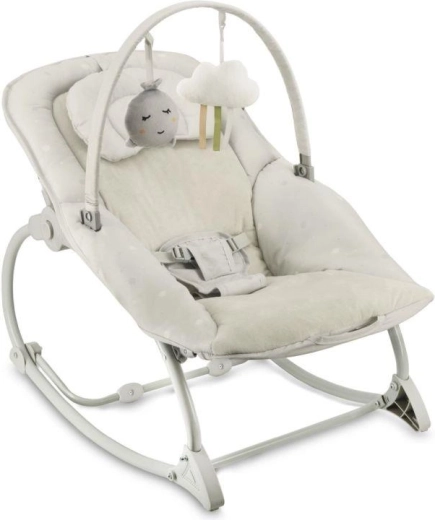Vibrating baby bouncer with melodies MoMi LAPIS, light grey