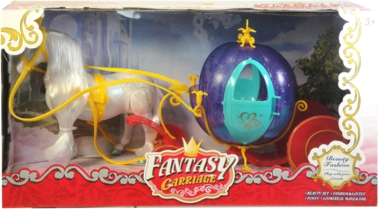 Magical Carriage Set with Sparkling Horse for Dolls