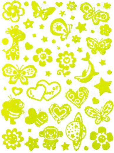 Fluorescent stickers for a “glowing” effect