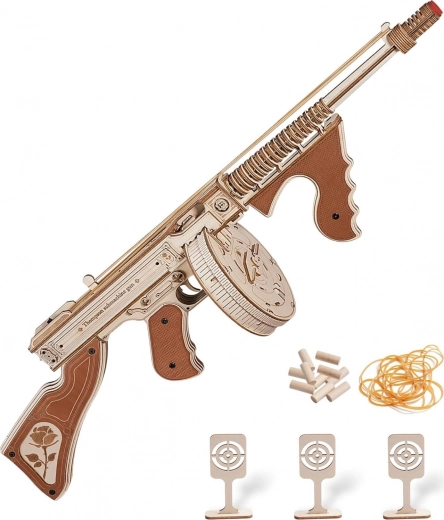 RoboTime 3D wooden mechanical model kit submachine gun THOMPSON